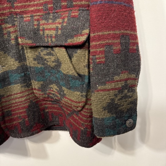 JACKET BARN WOOL AZTEC MEN LRG  L.L. Bean  Coat 90s Southwest Tribal Chore Ranch - Picture 5 of 13